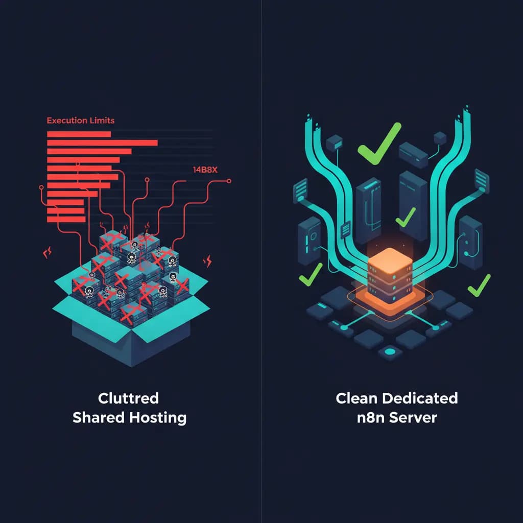 Dedicated n8n server infrastructure with unlimited workflows and no execution limits